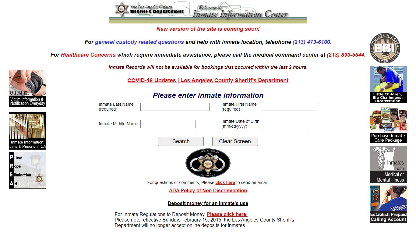 LASD Inmate Information Center - Inmate Search